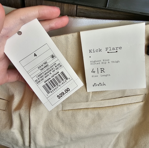 NWT stretchy elegant pencil light cream pants cotton spandax size S 4/Regular - Picture 3 of 4